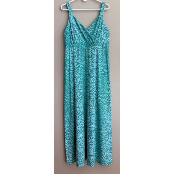 J.McLaughlin Catalina Cloth Carla Maxi Dress Blue Green Leopard Print Size XL - Picture 2 of 12